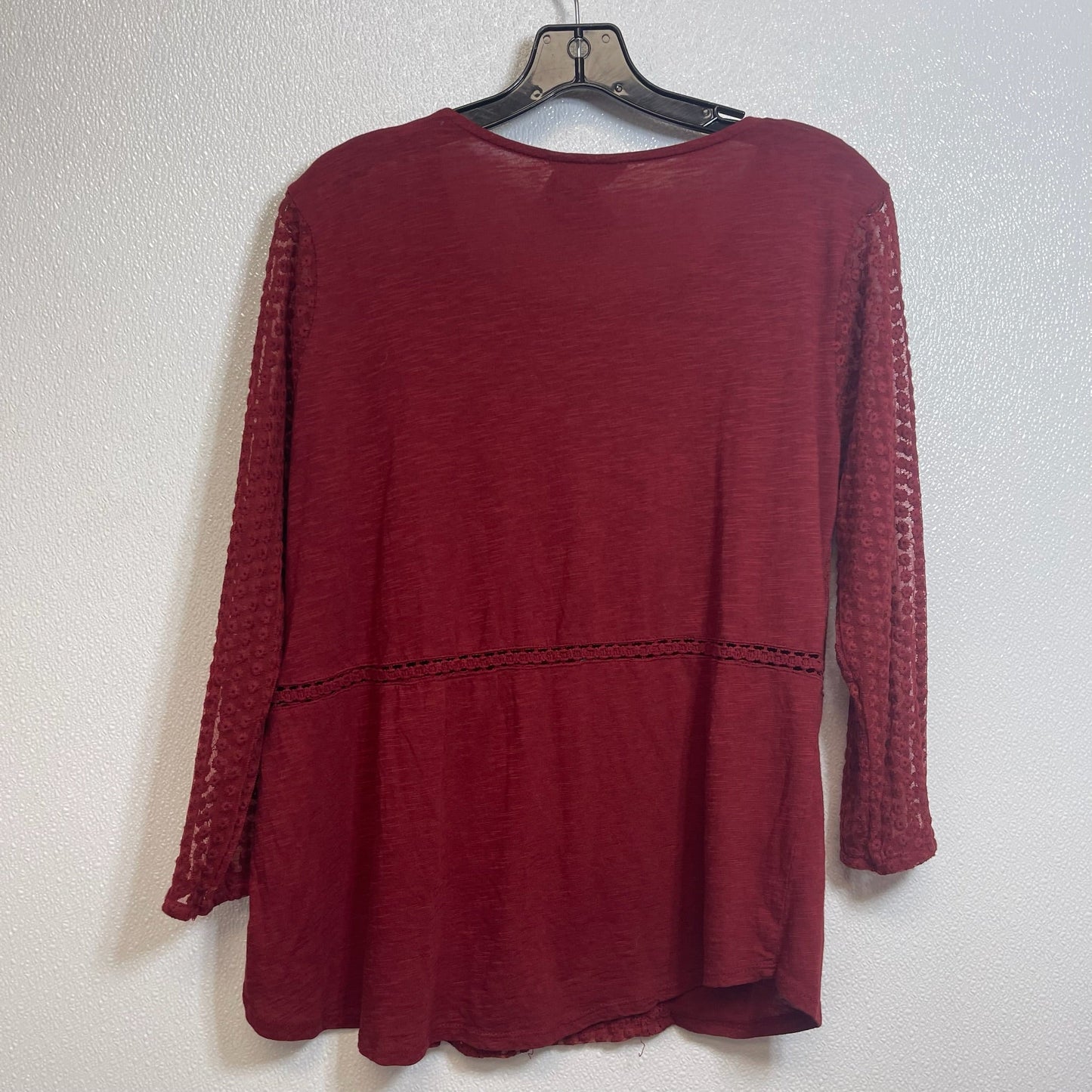 Top Long Sleeve By Lucky Brand In Burgundy, Size: L