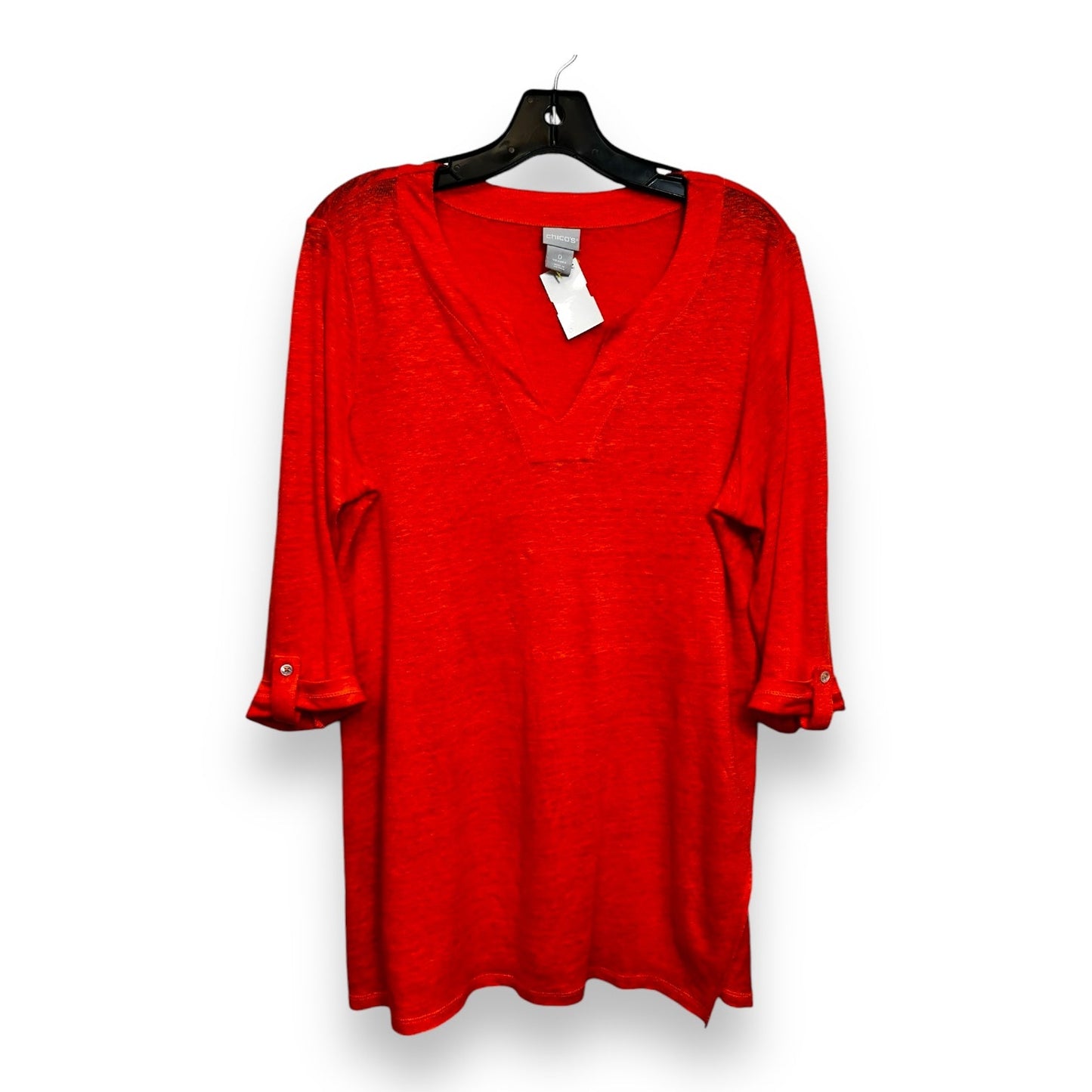 Top 3/4 Sleeve By Chicos O In Orange, Size: M