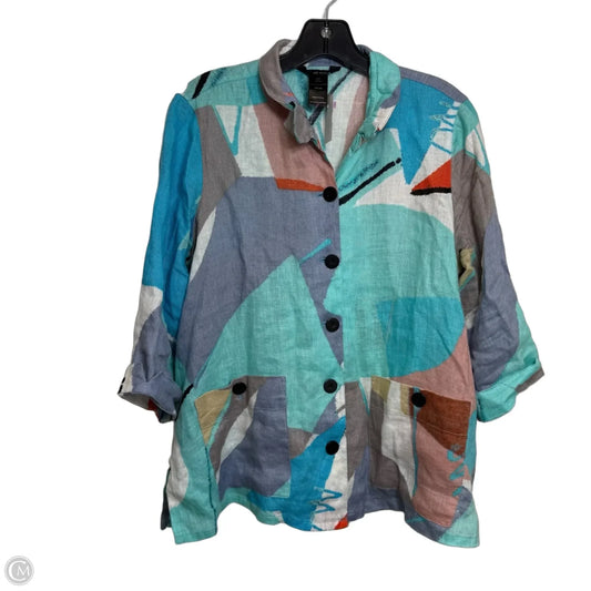 Top 3/4 Sleeve By Ali Miles In Multi-colored, Size: Mp