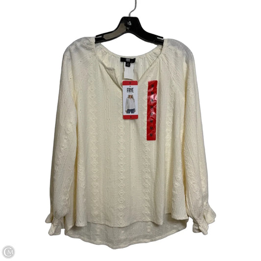 Top Long Sleeve Designer By Frye In White, Size: M