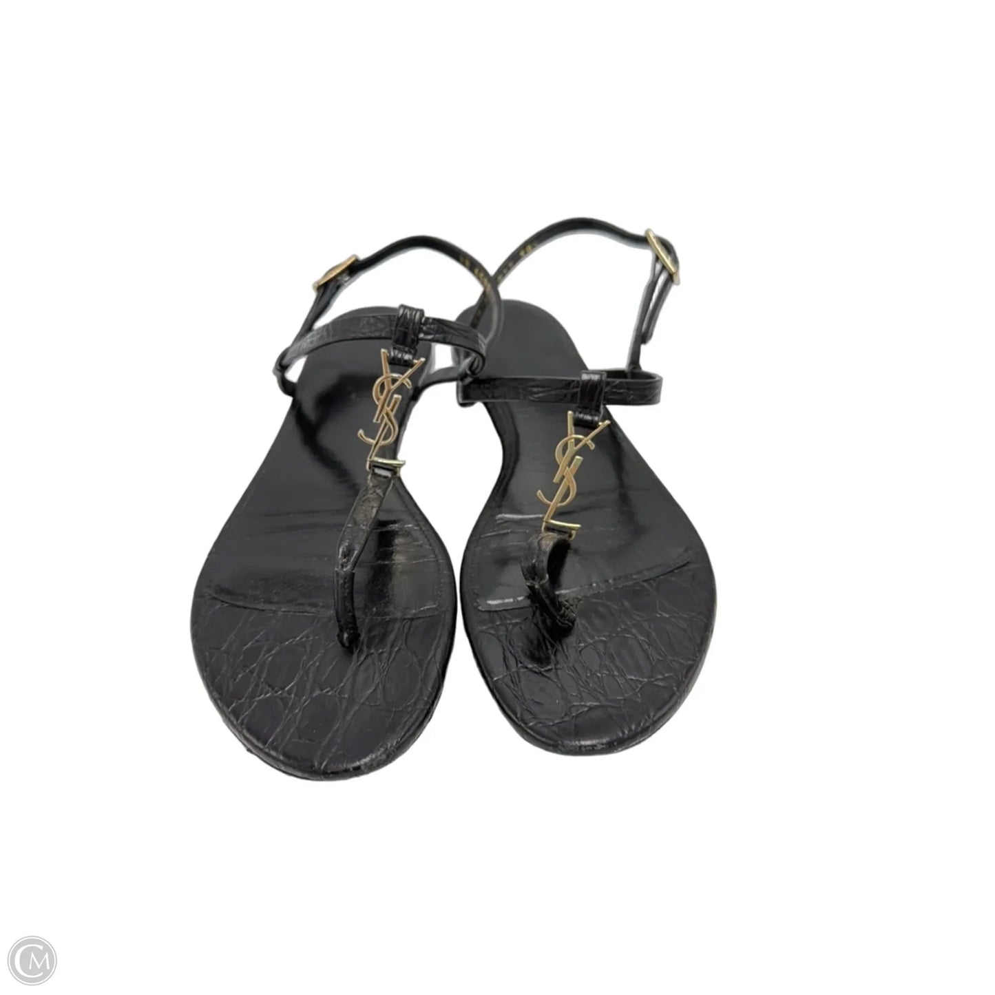Yves Saint Laurent Cassandra Embossed Luxury Sandals, Size: 8 (38.5)