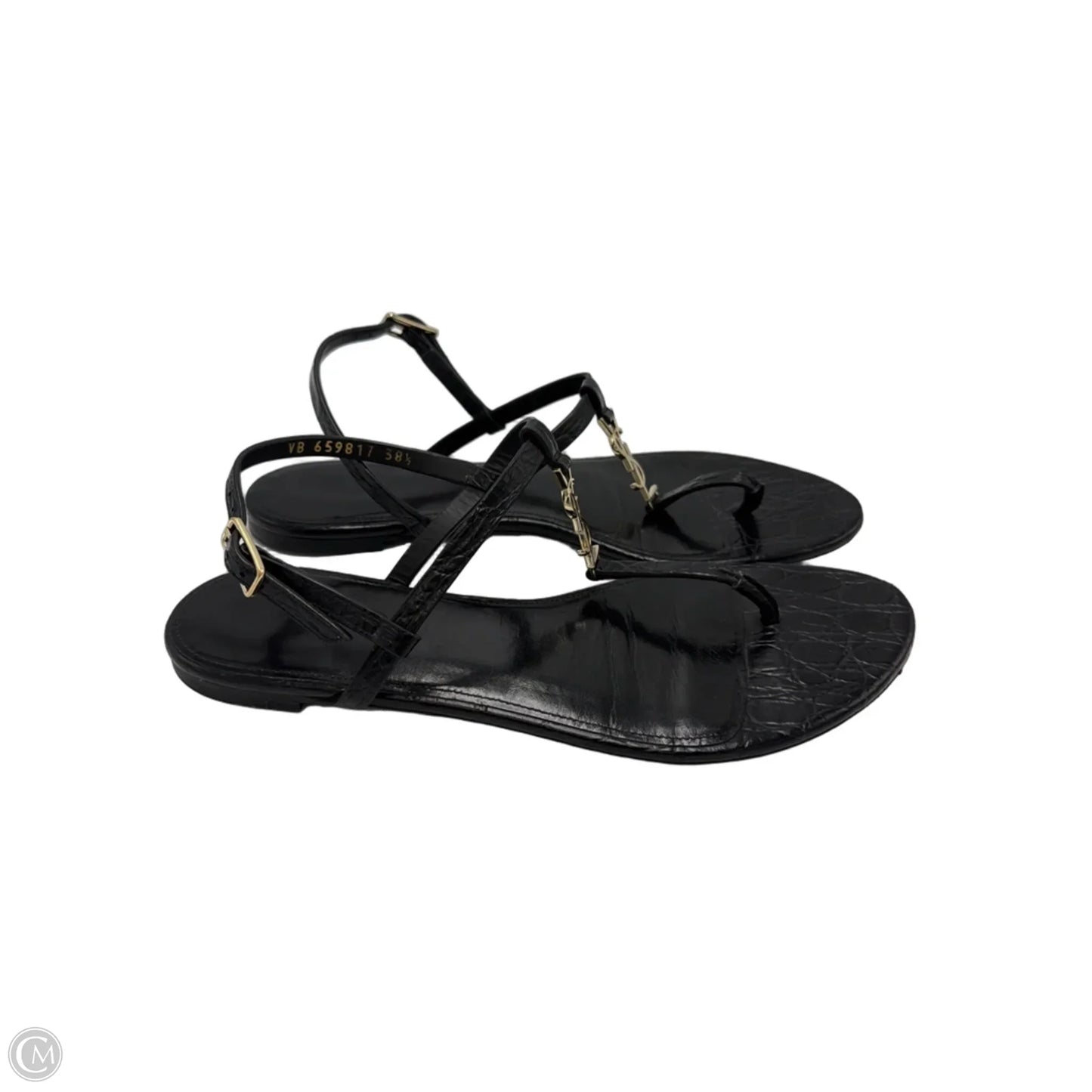 Yves Saint Laurent Cassandra Embossed Luxury Sandals, Size: 8 (38.5)