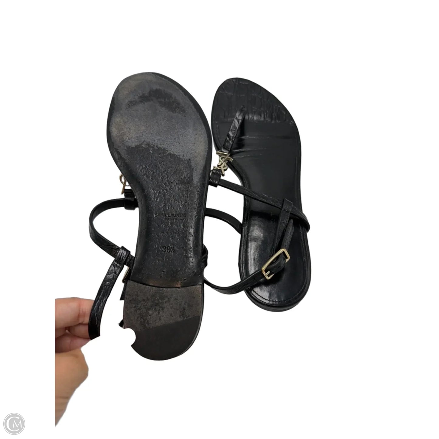 Yves Saint Laurent Cassandra Embossed Luxury Sandals, Size: 8 (38.5)