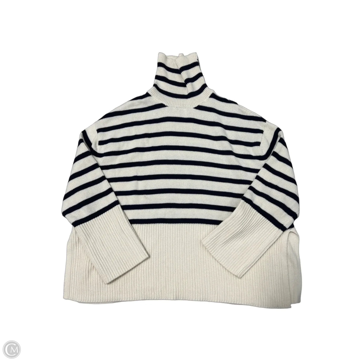 Gap Black & White Striped Turtleneck Sweater Size S