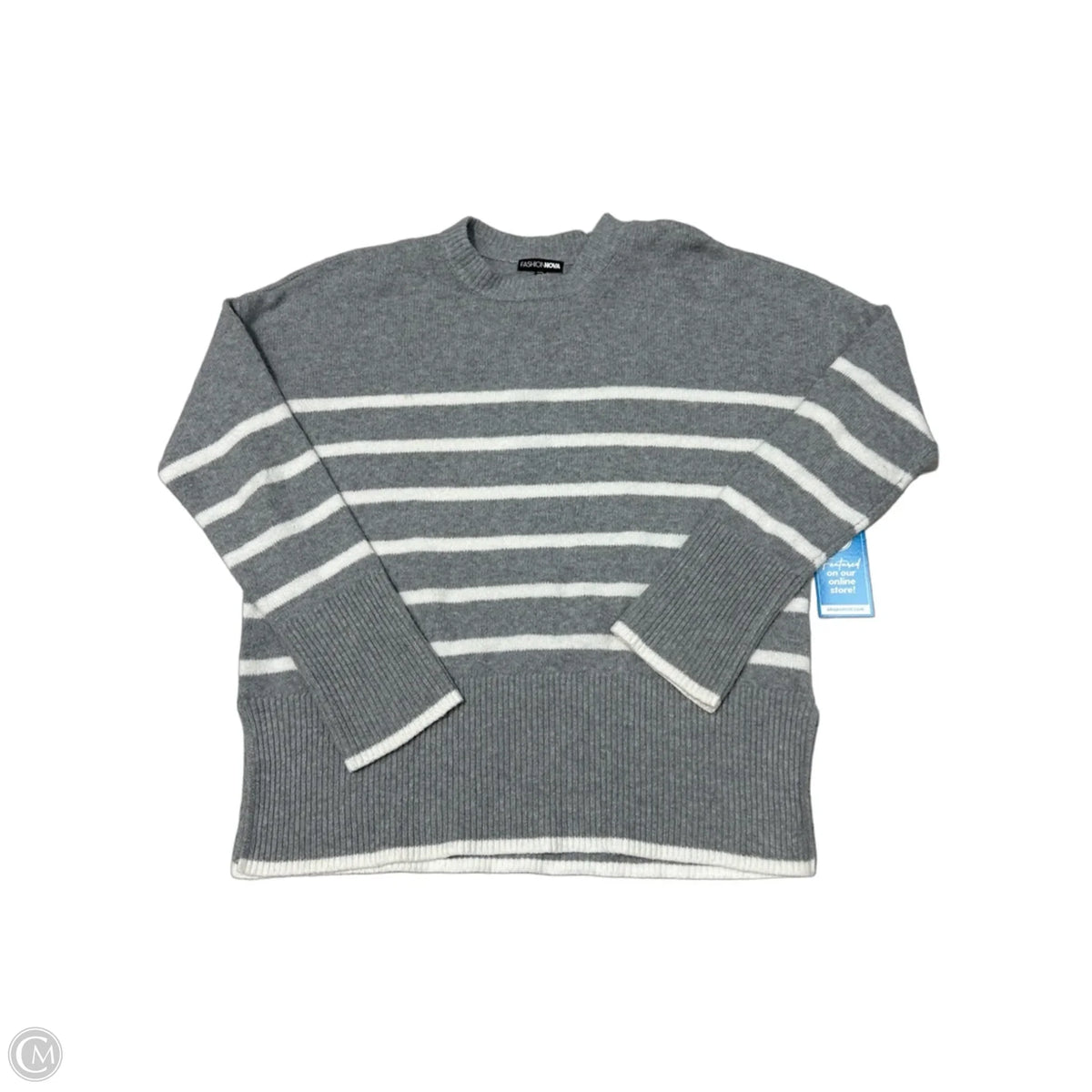 New! Fashion Nova Grey Striped Sweater Size S