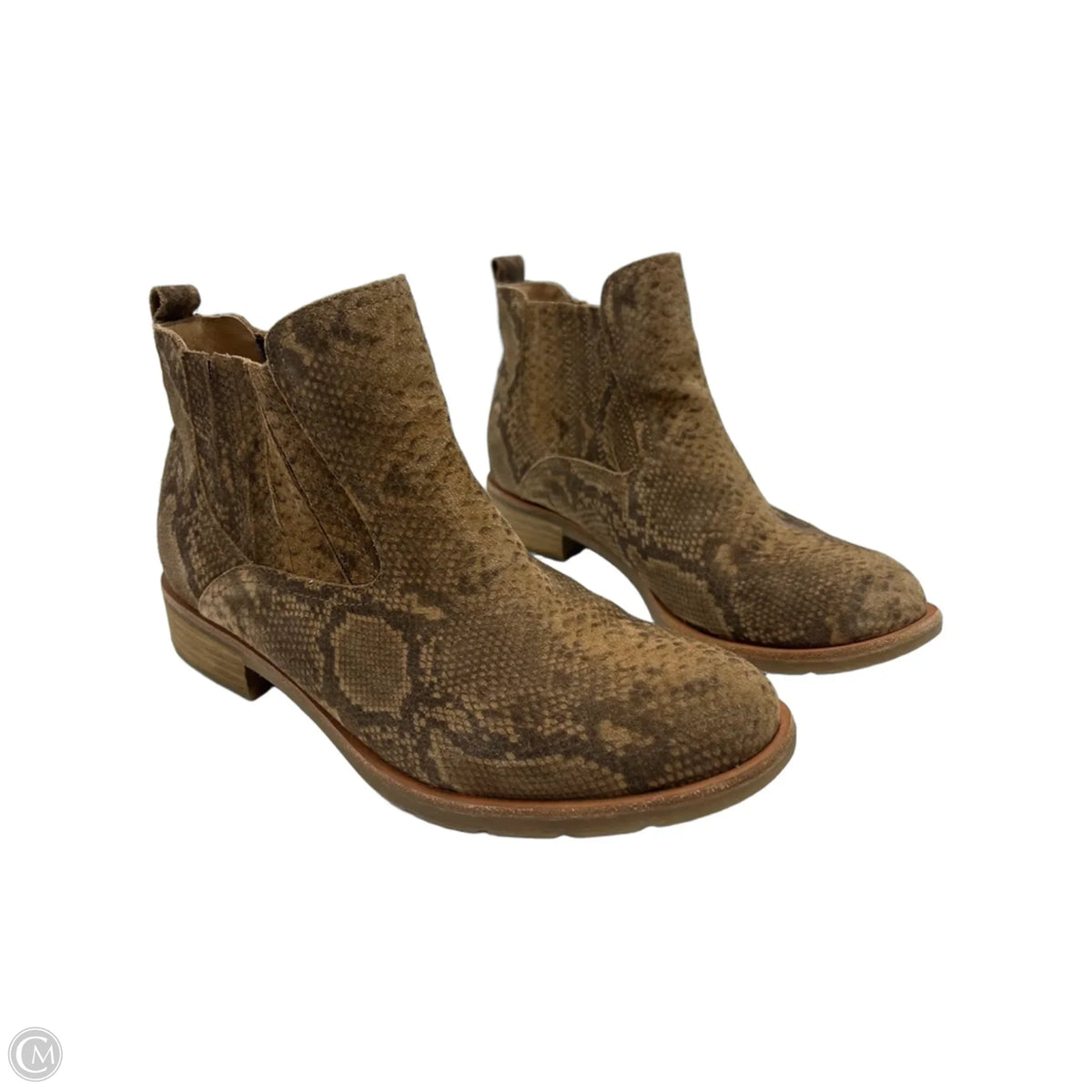 Sofft Brown Suede Block-Heel Ankle Boots, Size 10