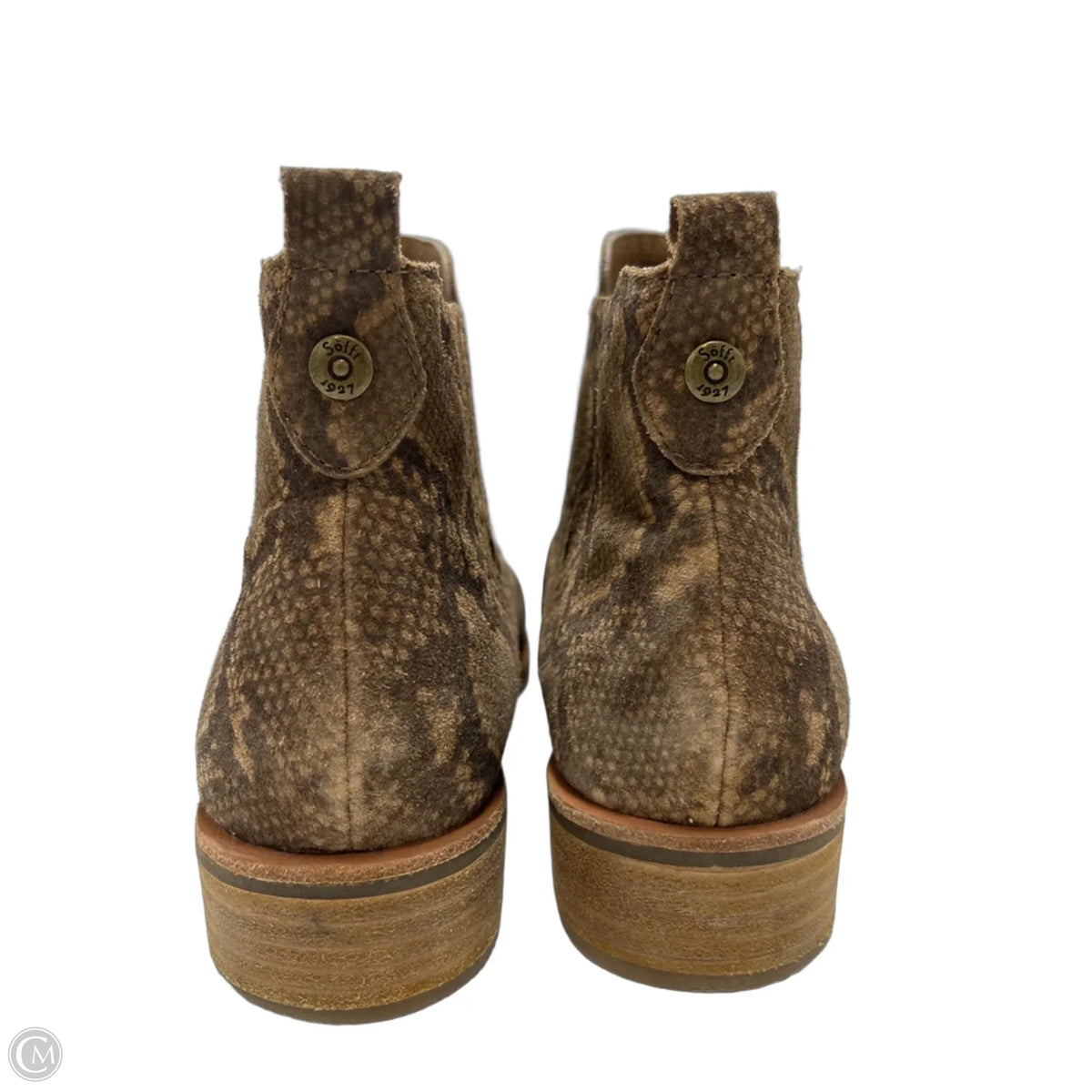 Sofft Brown Suede Block-Heel Ankle Boots, Size 10