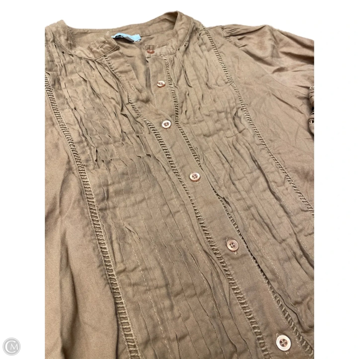 Top Long Sleeve By Evereve In Brown, Size: M