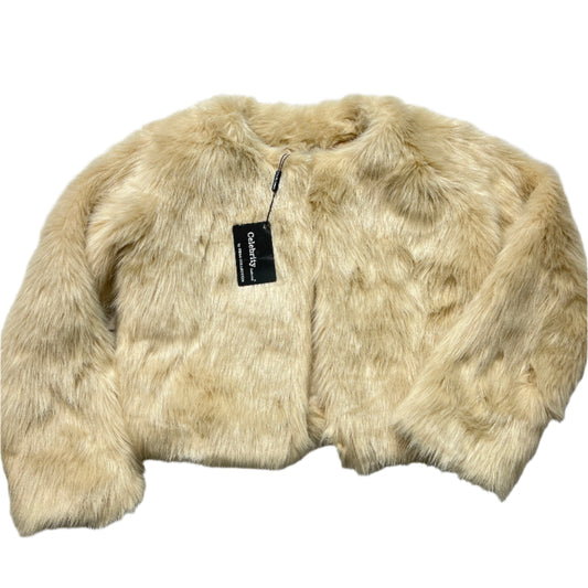 New! Coat Faux Fur & Sherpa By Celebrity Fashion In Beige, Size: M