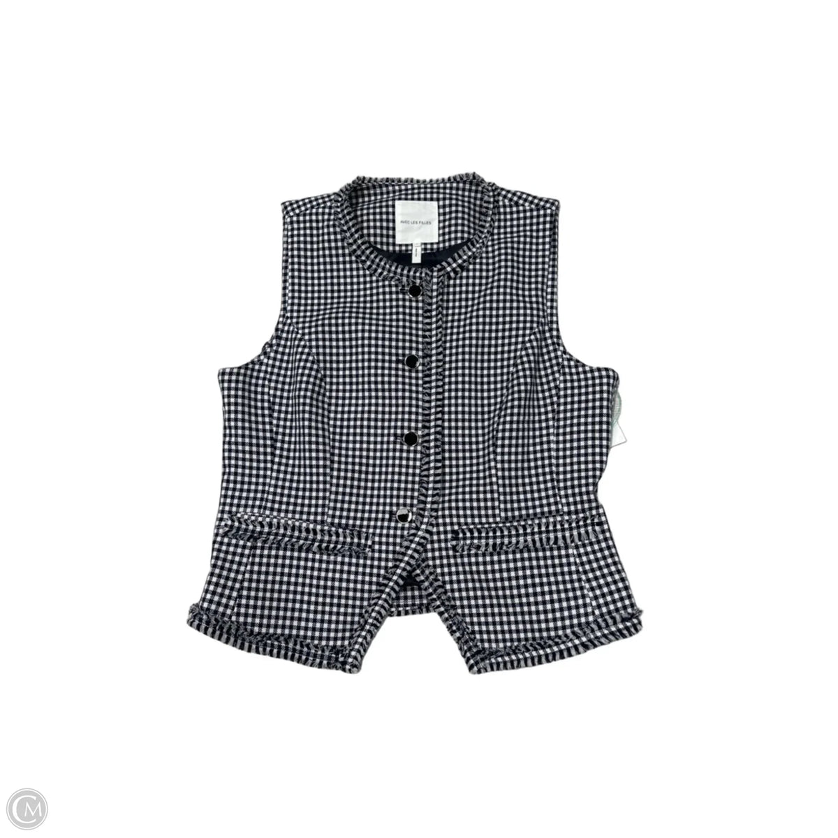 Avec Les Filles Sleeveless Top in Checkered Pattern, Size L