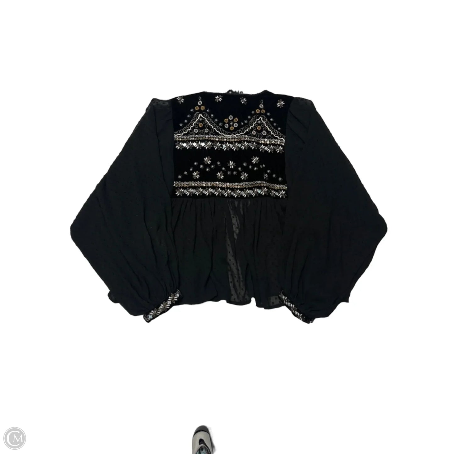 Top Long Sleeve By Zara Women In Black, Size: S
