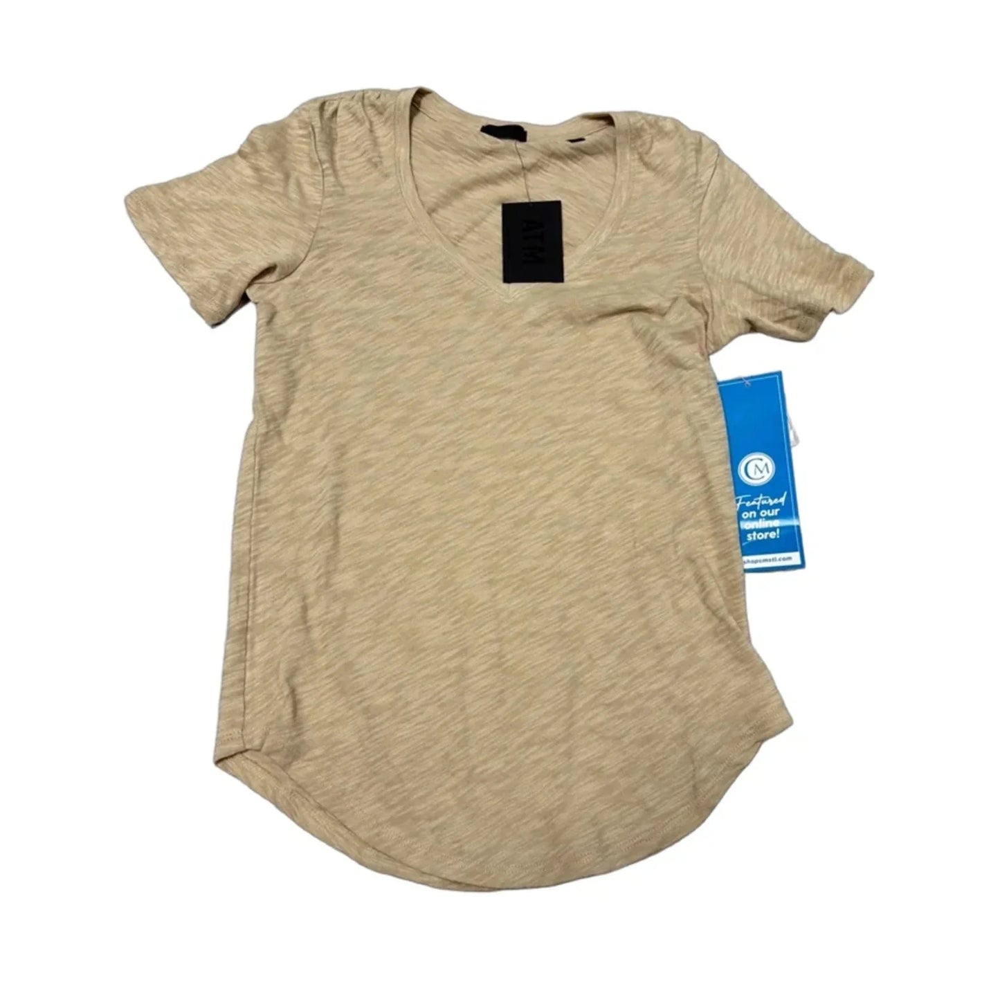 New! Top Short Sleeve Basic By ATM In Brown, Size: Xs