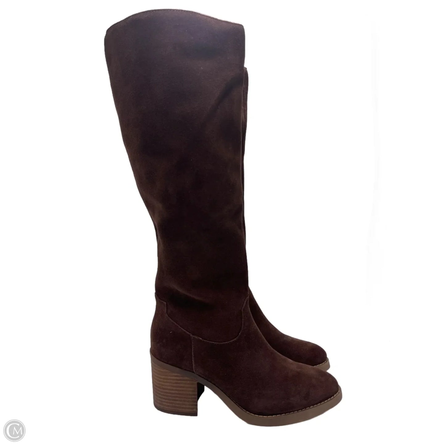 Boots Knee Heels By Crown Vintage In Brown, Size: 9.5