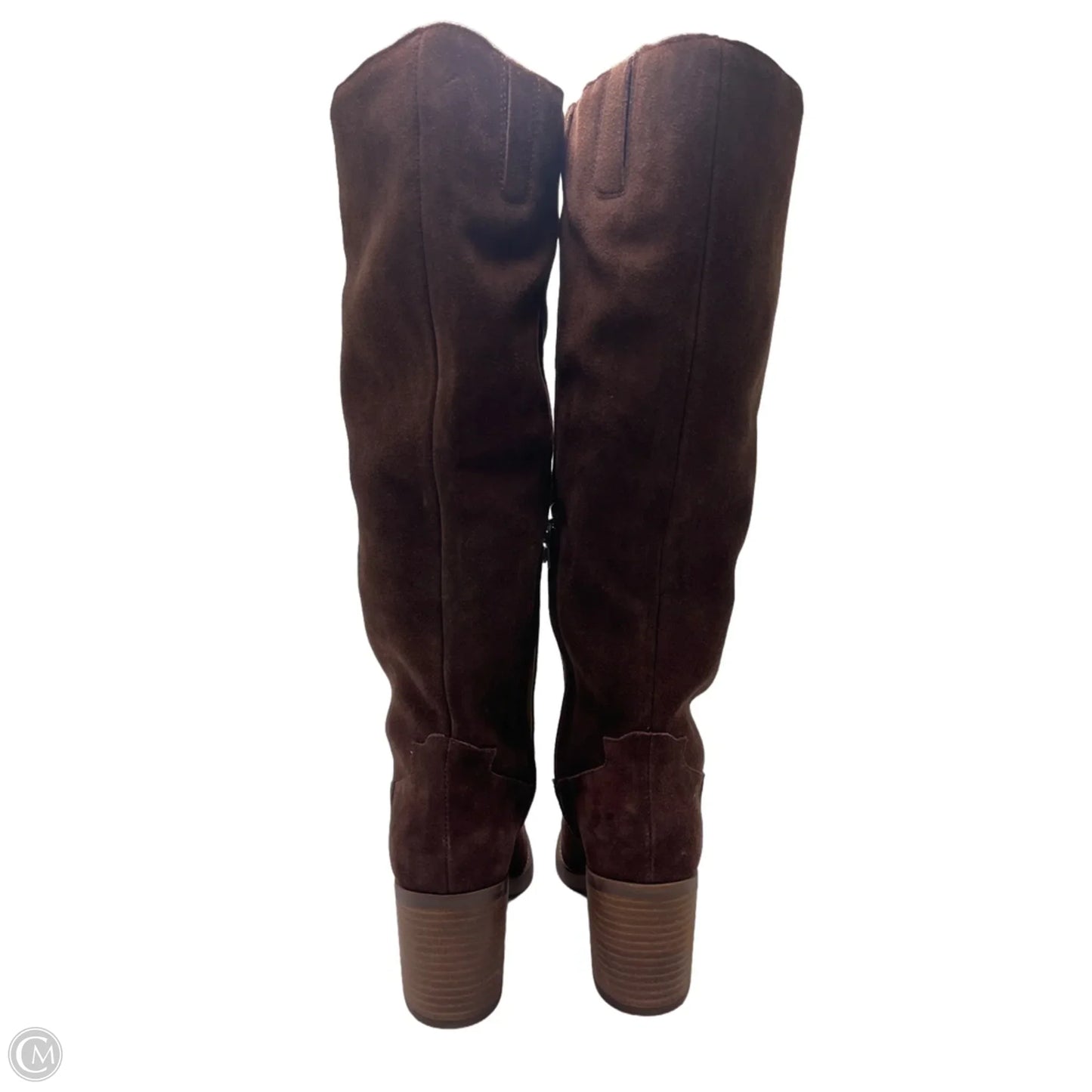 Boots Knee Heels By Crown Vintage In Brown, Size: 9.5