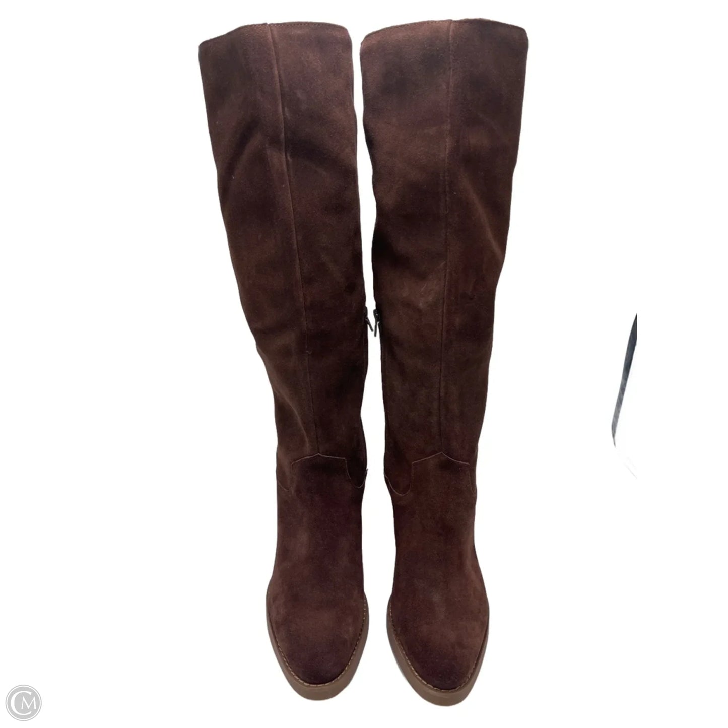 Boots Knee Heels By Crown Vintage In Brown, Size: 9.5