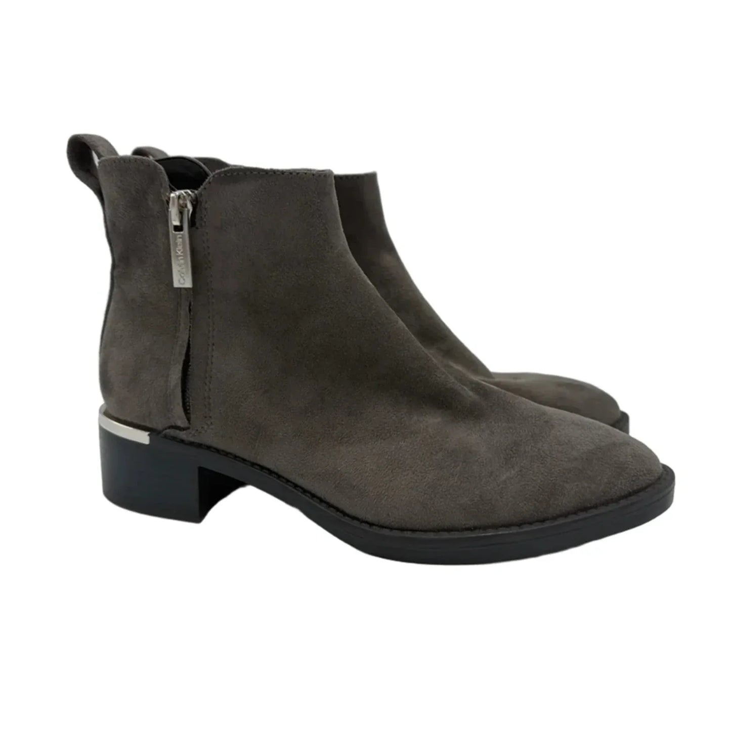 Boots Ankle Heels By Calvin Klein In Grey, Size: 6