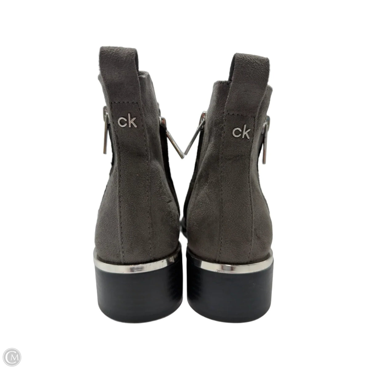 Boots Ankle Heels By Calvin Klein In Grey, Size: 6