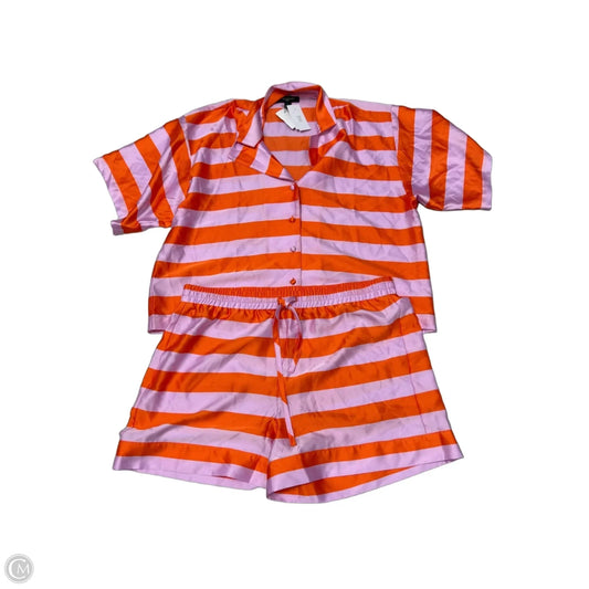 Ann Taylor 2-Piece Pajama Set in Orange & Pink, Size L