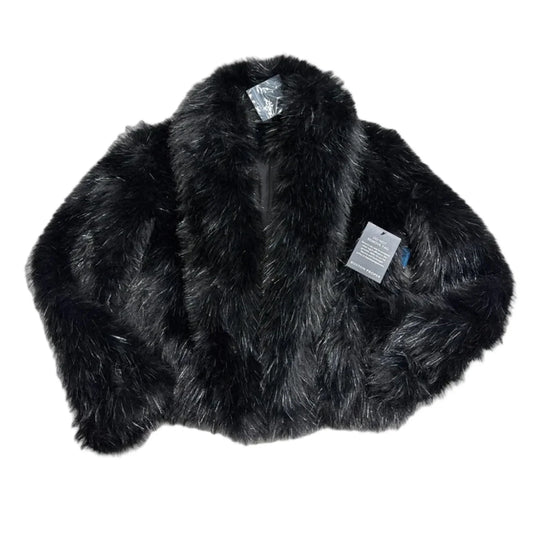 New! Boston Proper Faux-Fur & Sherpa Coat in Black, Size XS