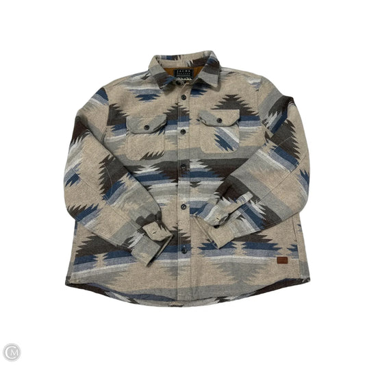 Shirt Jacket in Grey & Tan, Size XXL
