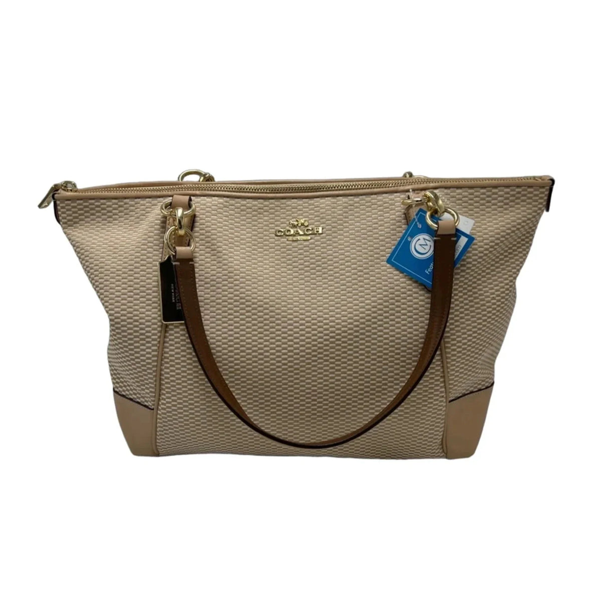 Coach Ava Jacquard Designer Tote Bag in Beige
