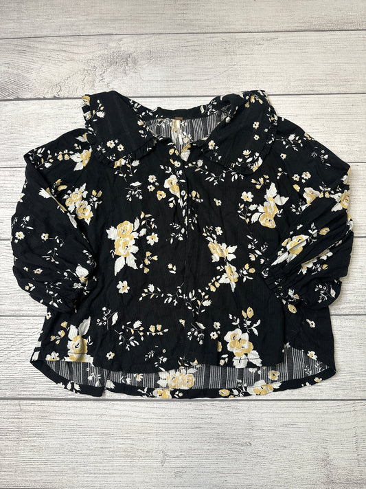 Black Blouse Long Sleeve Free People, Size S