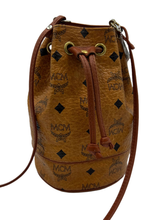 MCM Designer Drawstring Mini Bucket Bag in Visetos