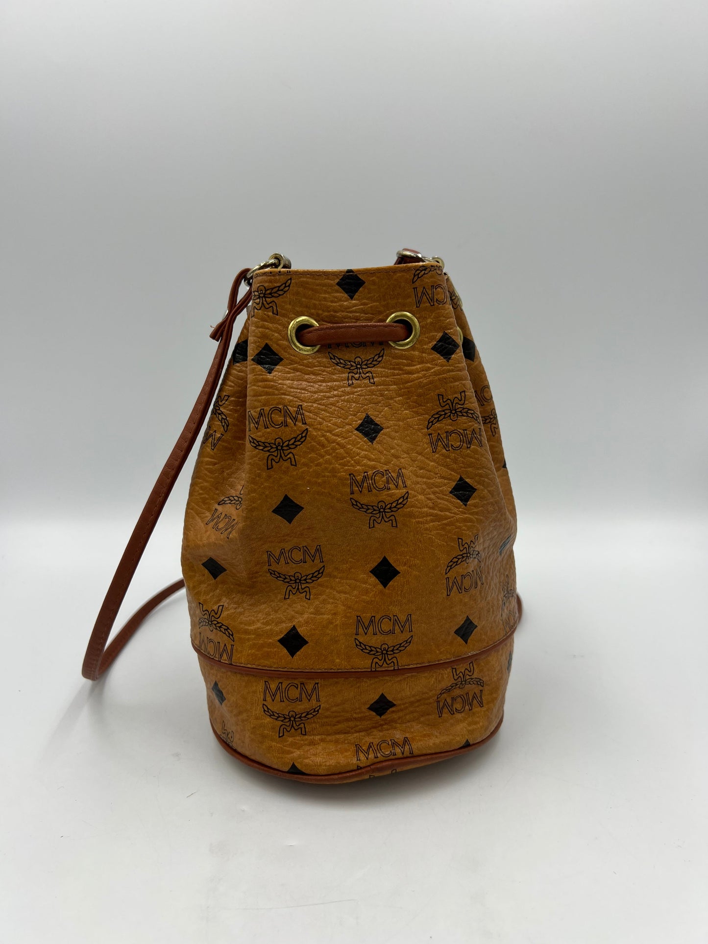 MCM Designer Drawstring Mini Bucket Bag in Visetos