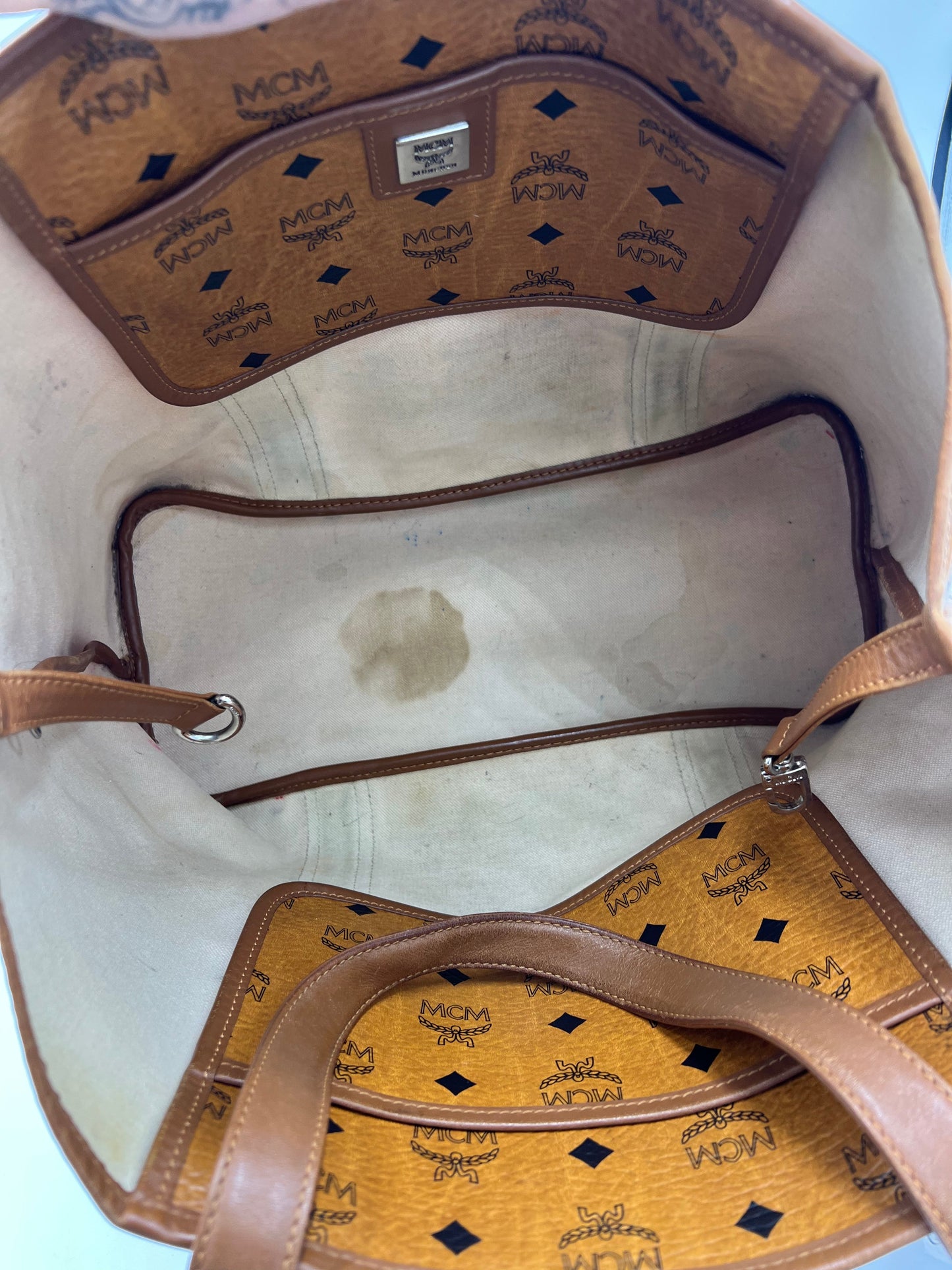 MCM Visetos Cognac Monogram Designer Tote