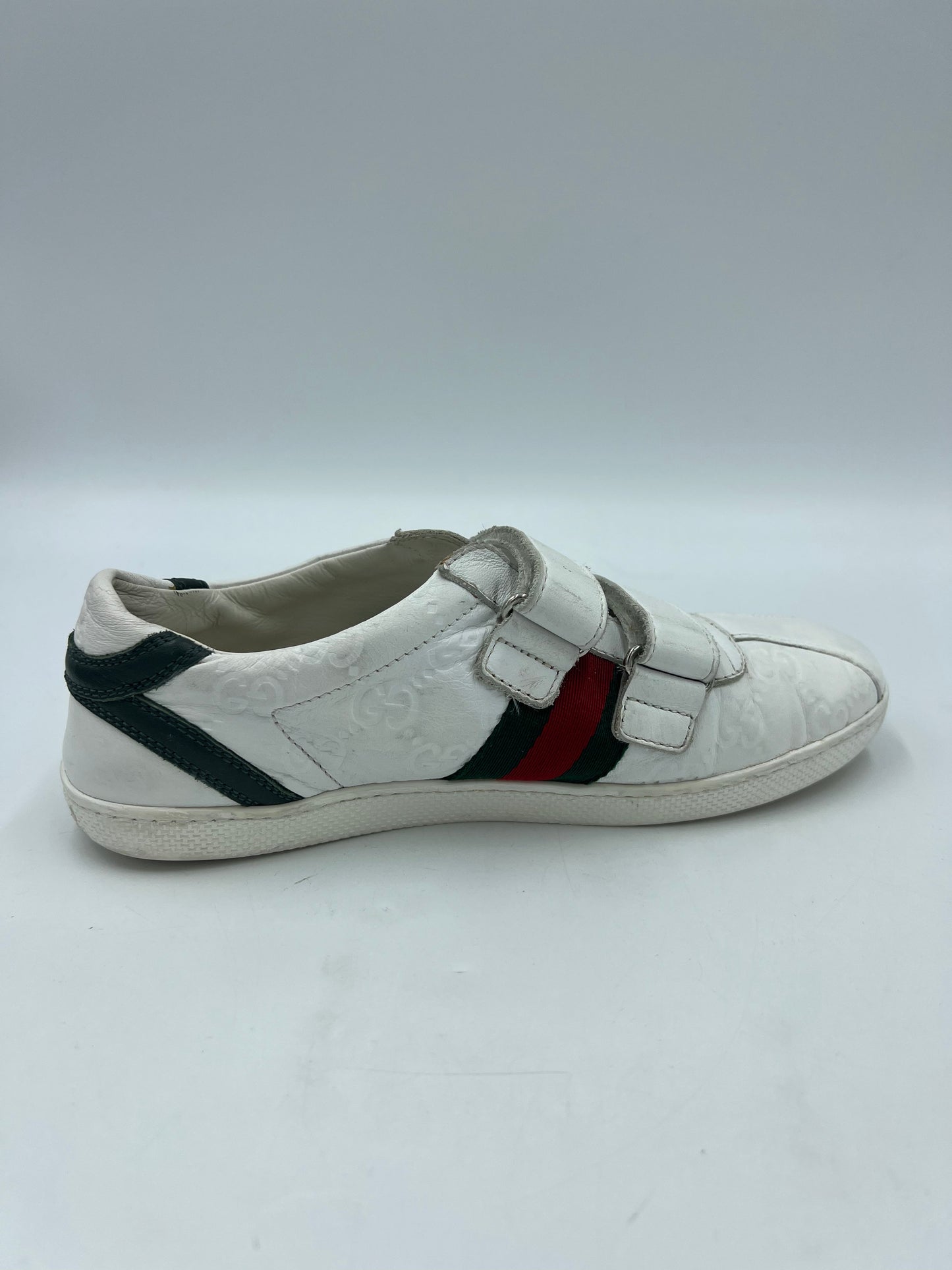 Gucci Leather Low Designer Trainer In White, Size: 5