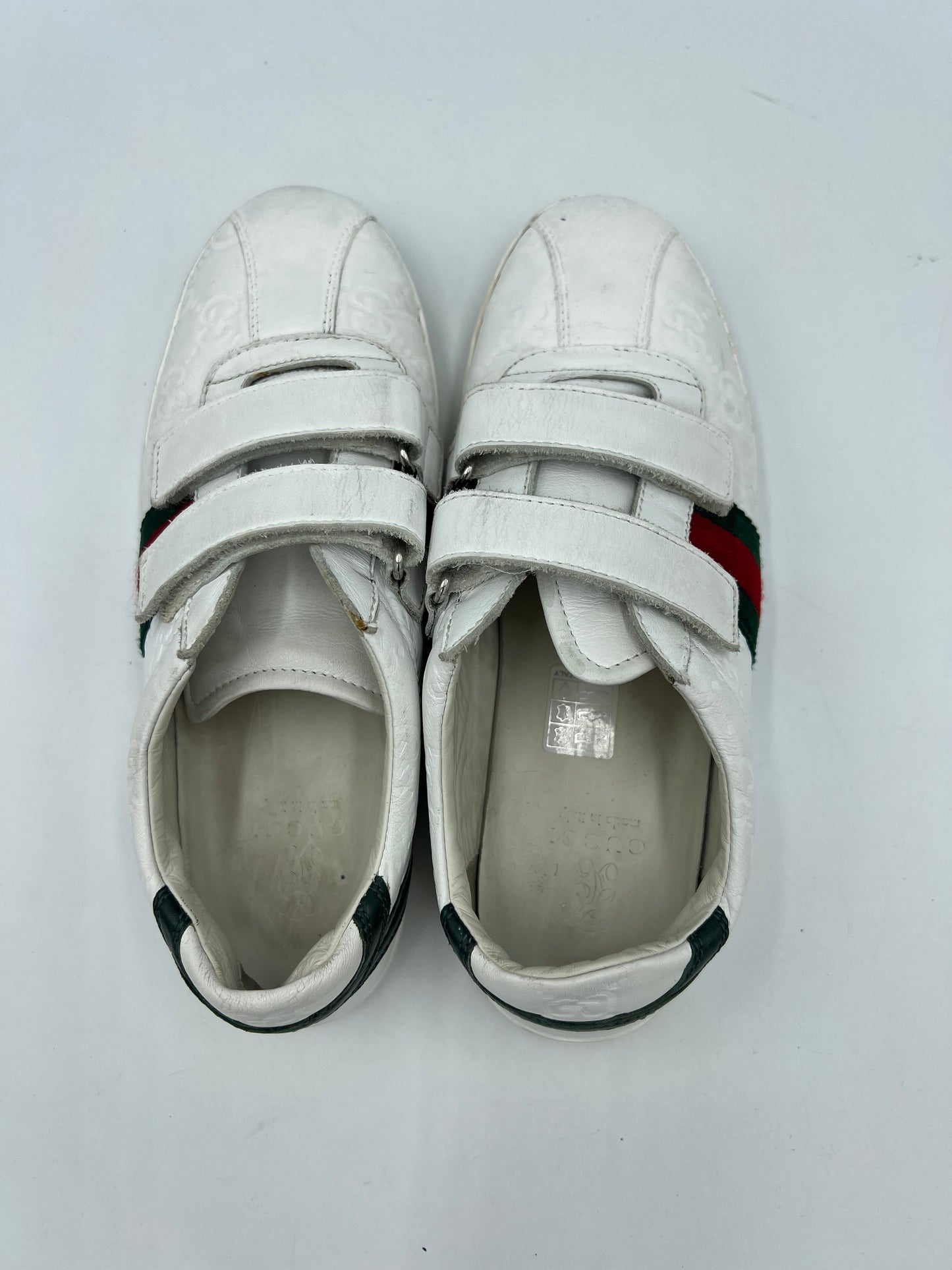 Gucci Leather Low Designer Trainer In White, Size: 5