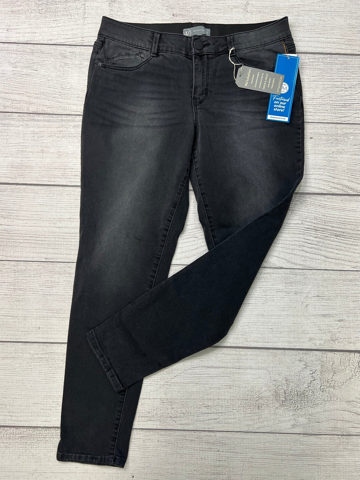 New! Jeans Skinny By Wit & Wisdom In Black Denim, Size: 12