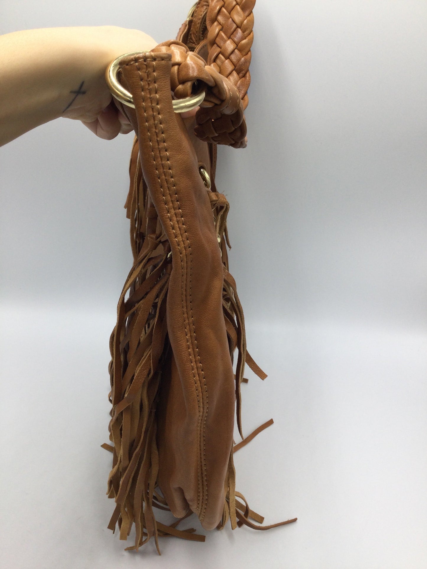 Michael Kors Saddle Fringed Leather Handbag Designer