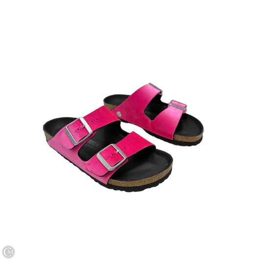 Sandals Designer By Birkenstock In Black & Pink, Size: 7.5