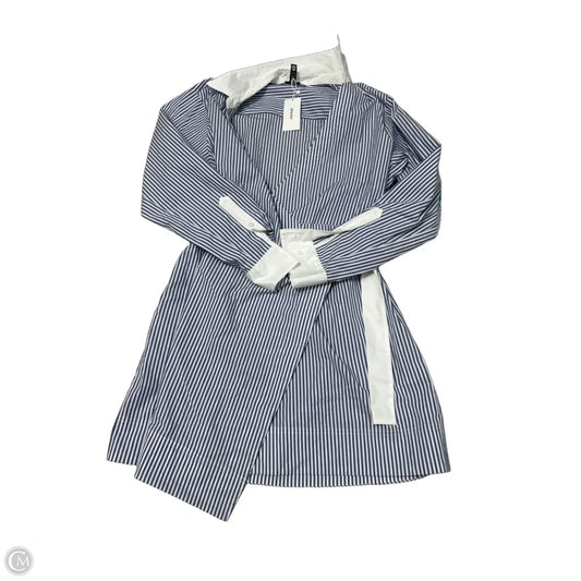 New! Spanx Tie-Waist Long-Sleeve Shirt in Blue & White, Size M