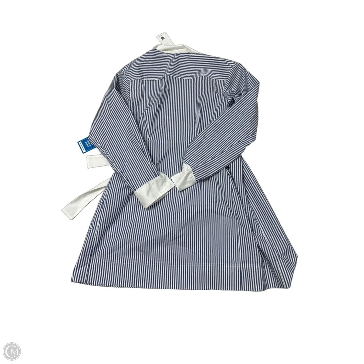 New! Spanx Tie-Waist Long-Sleeve Shirt in Blue & White, Size M