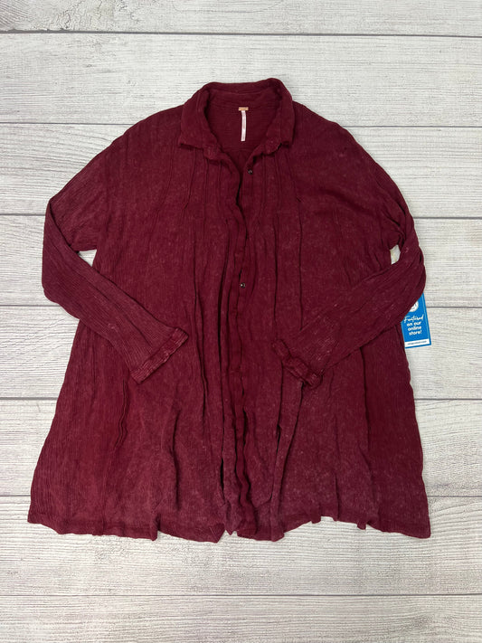 Maroon Blouse Long Sleeve Free People, Size Petite   Small