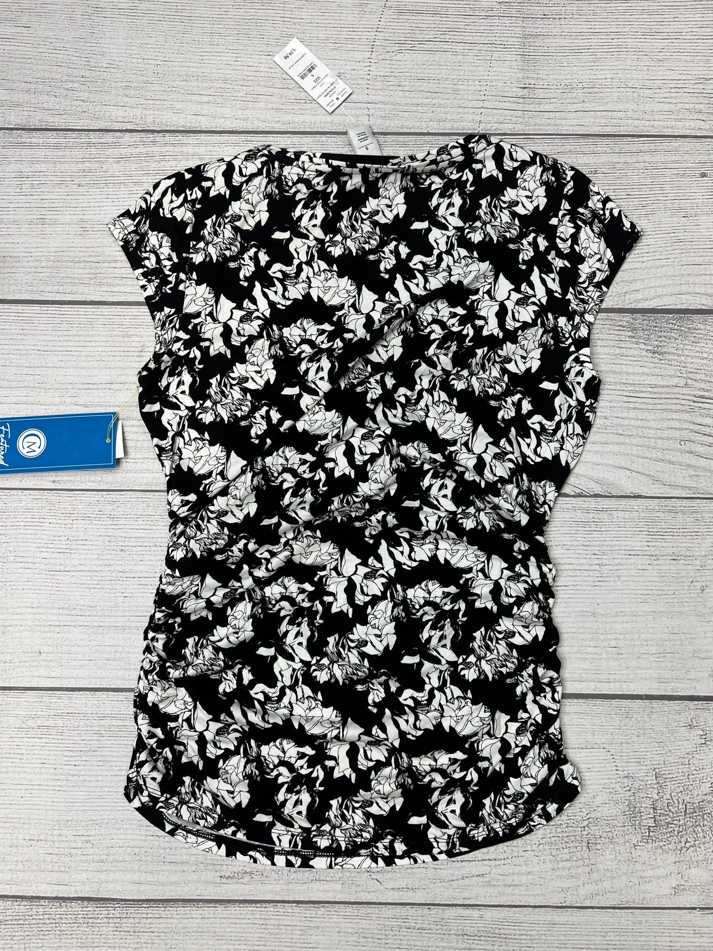 Black White Top Short Sleeve White House Black Market, Size S