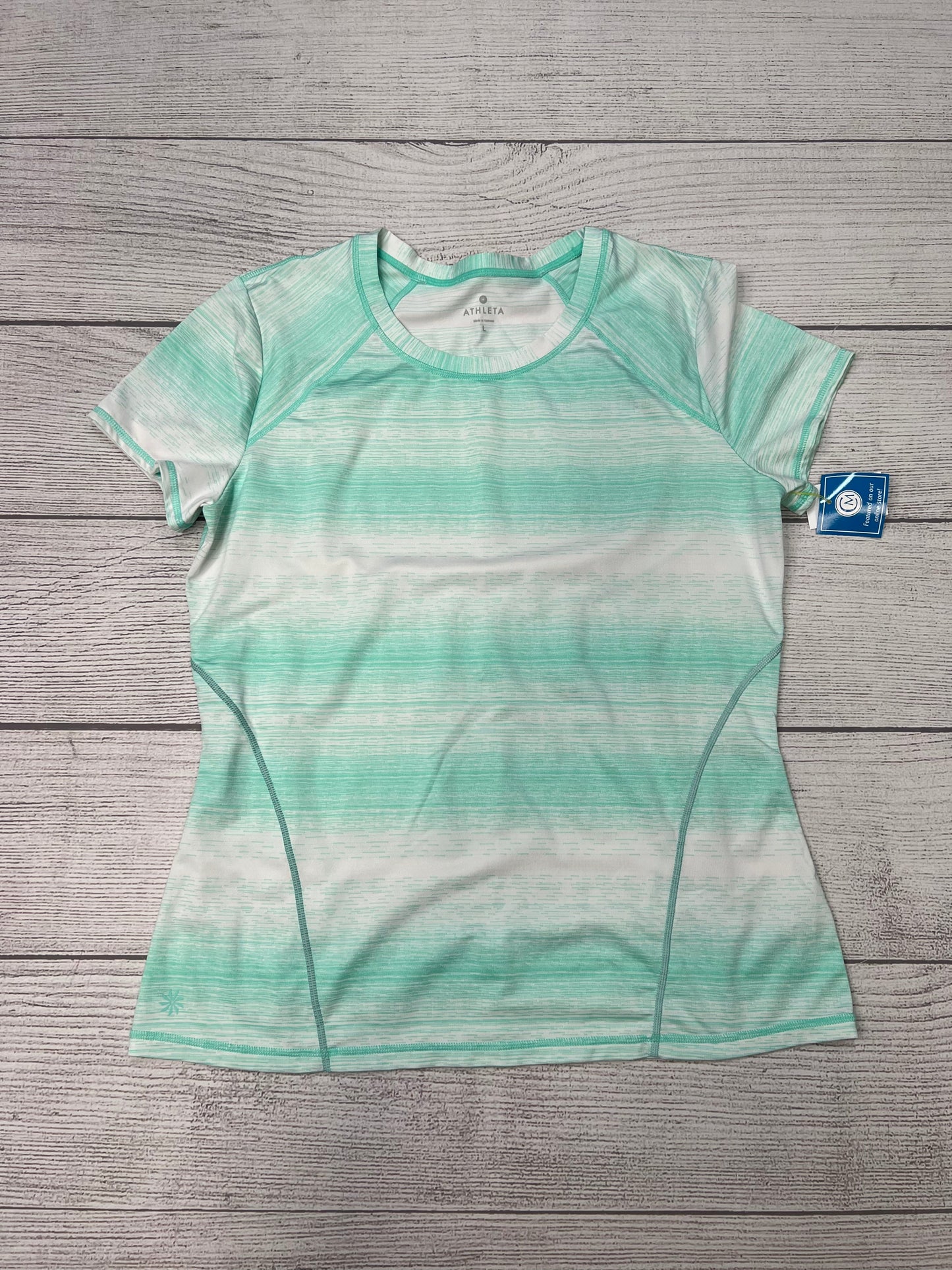 Athletic Top Short Sleeve By Athleta In Blue, Size: L