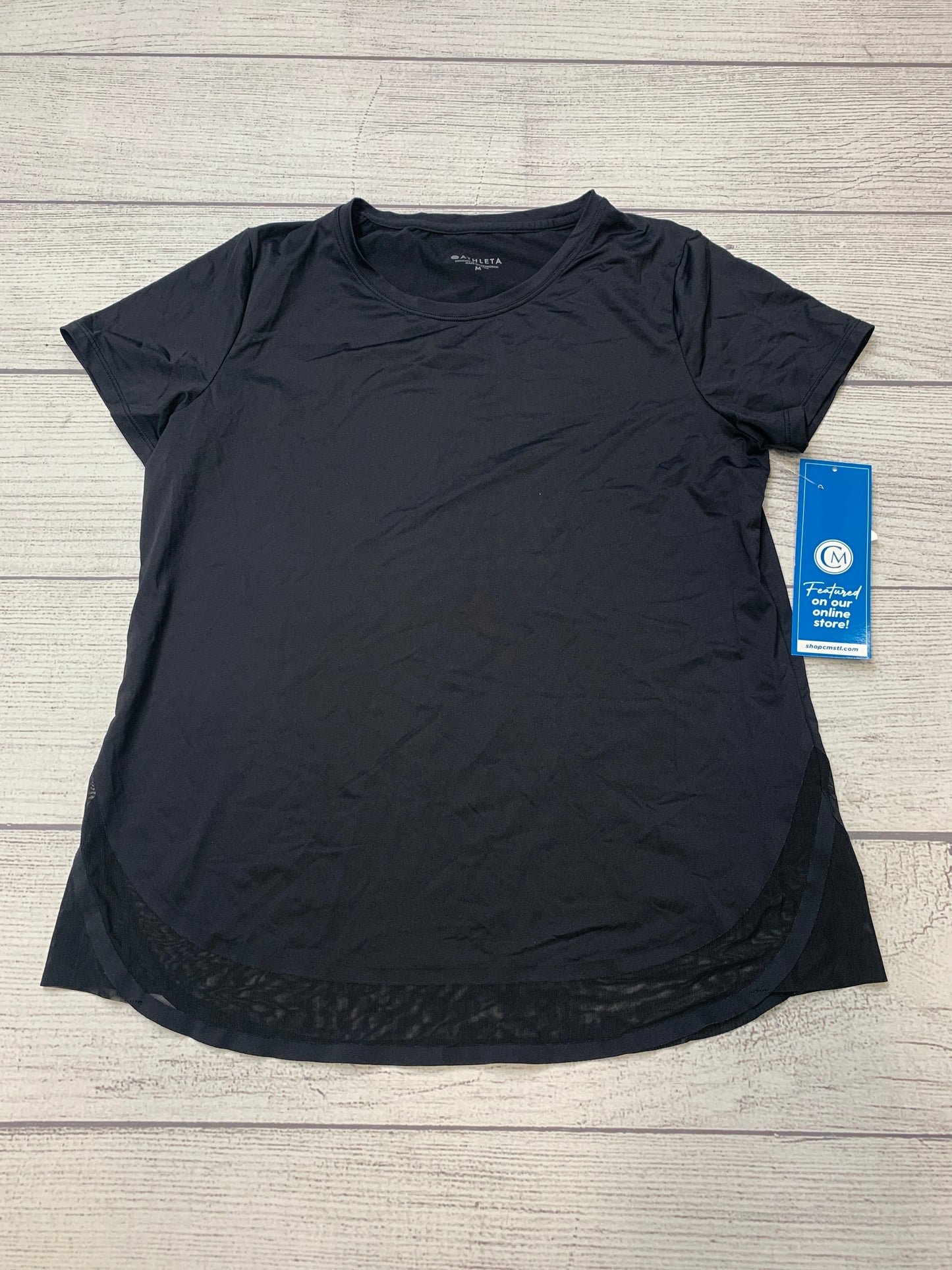 Black Athletic Top Short Sleeve Athleta, Size M