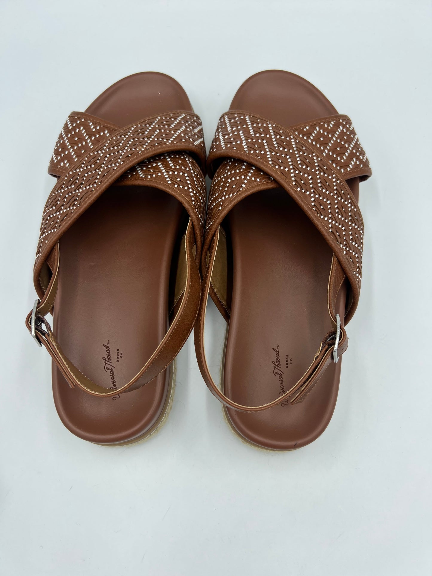 Brown Sandals Flats Universal Thread, Size 11