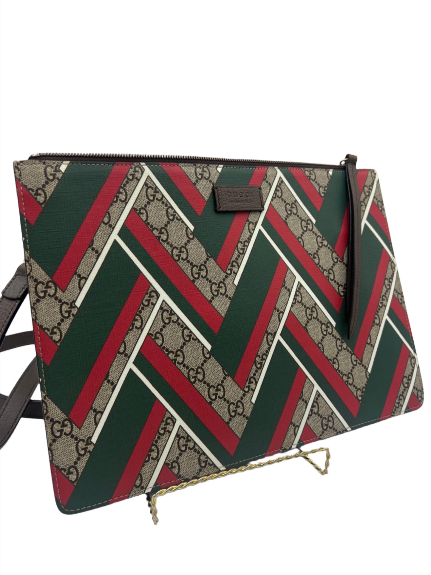 Gucci GG Supreme Monogram Chevron Designer Handbag Crossbody