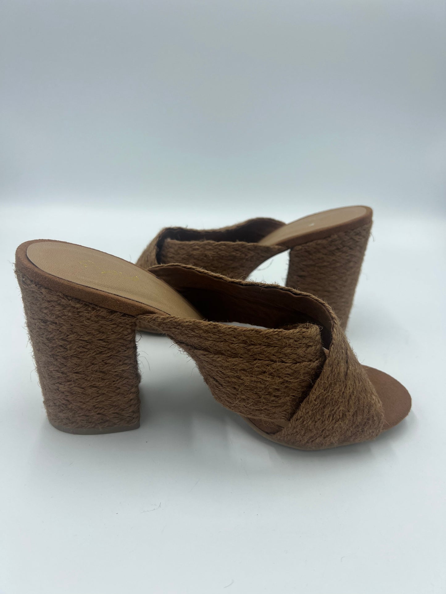 Brown Sandals Heels by Qupid, Size 10