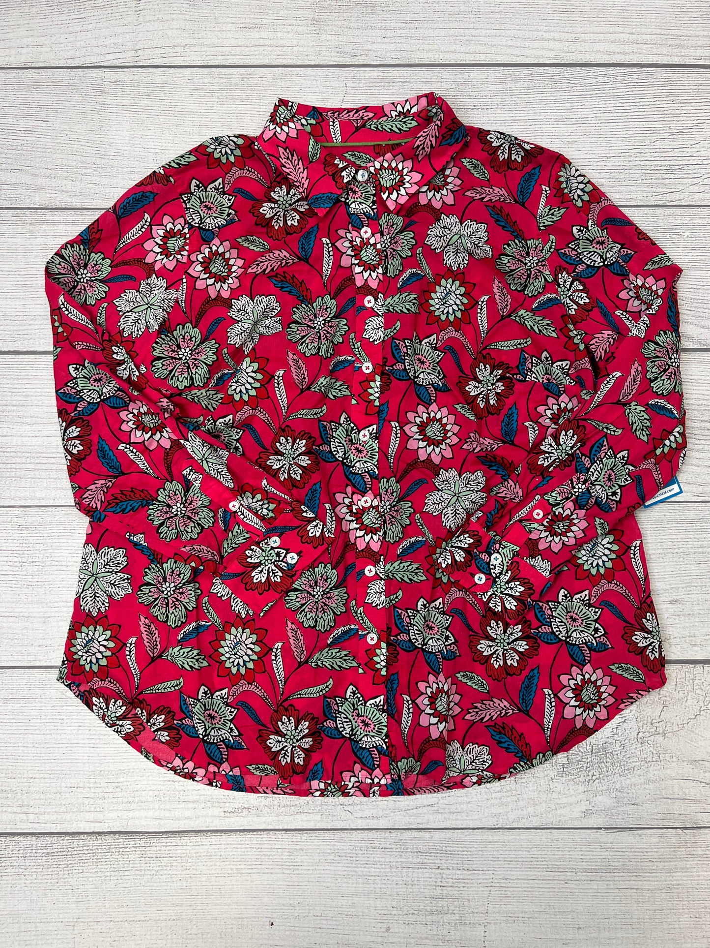 Floral Blouse Long Sleeve Talbots, Size 2x