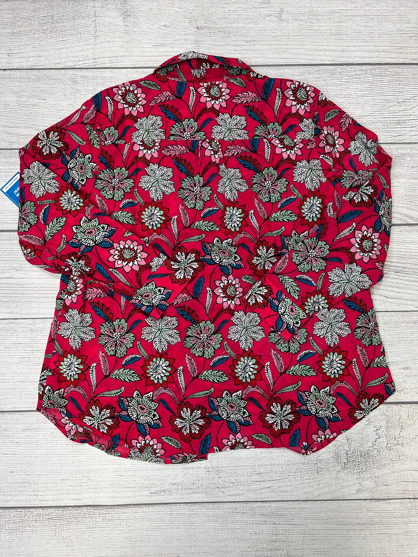Floral Blouse Long Sleeve Talbots, Size 2x