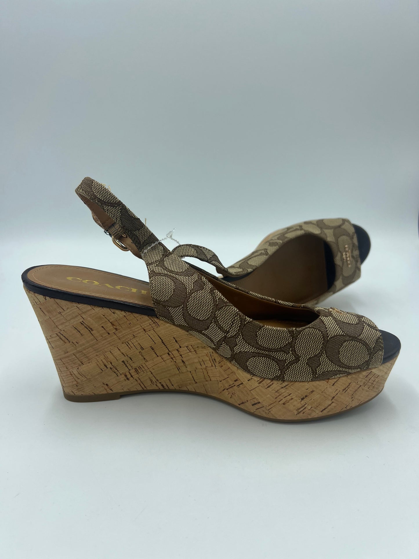 Coach CC Brown Wedge Shoes, Size 9.5