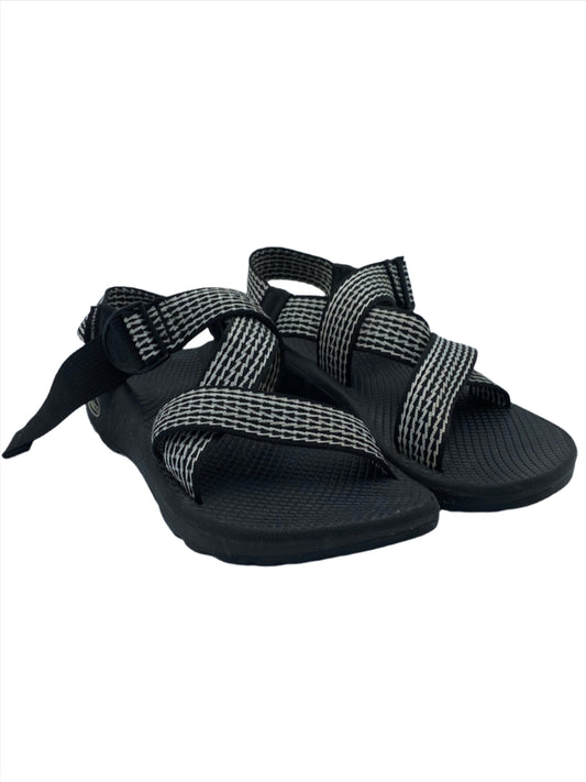 Black White Sandals Designer Chacos, Size 8