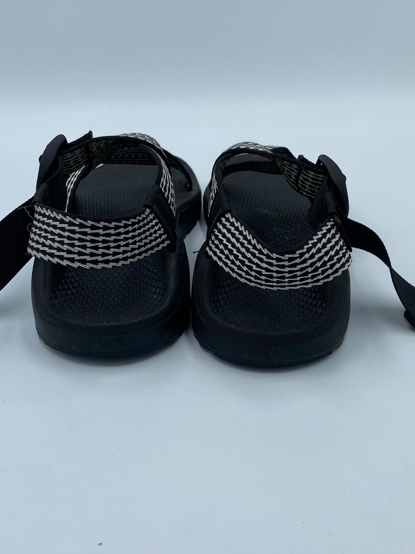 Black White Sandals Designer Chacos, Size 8