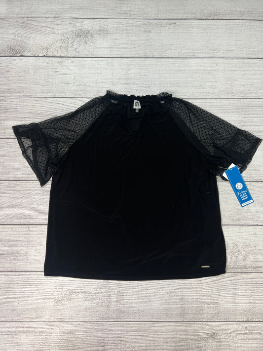 Top Short Sleeve By Anne Klein In Black, Size: 3x