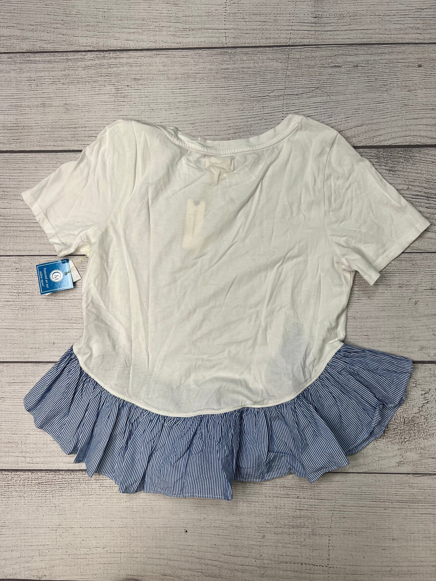 Top Short Sleeve By Maeve In White Blue, Size: M